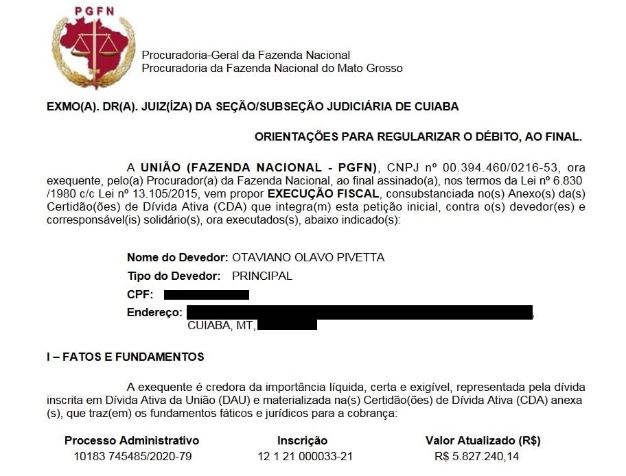 Dívida de R$ 6,9 milhões: Pivetta parcela dívida em impostos e multas com governo Federal não pagos 2 EXECUCAO PIVETTA